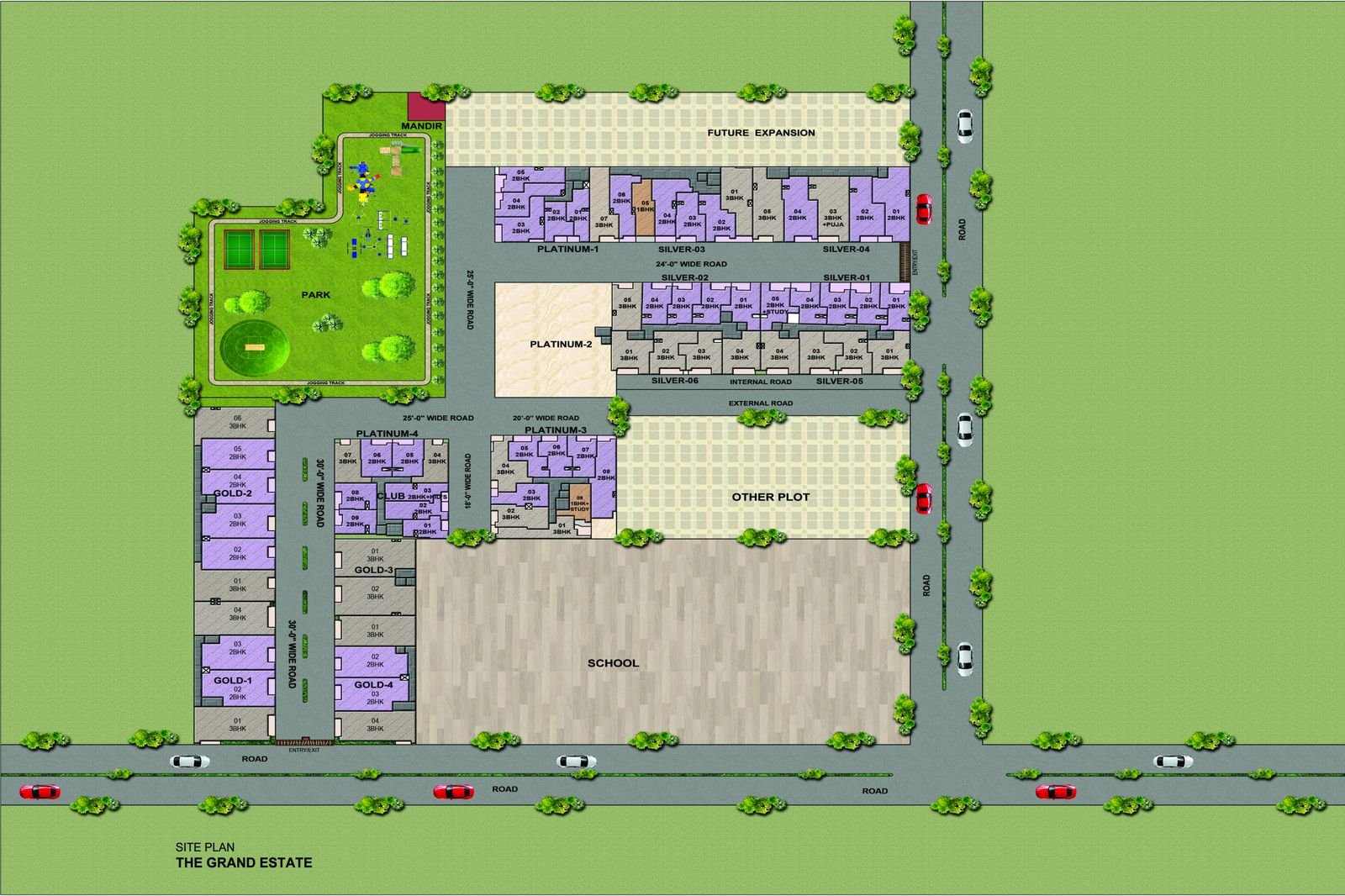 Site plan of The Grand Estate showing Gold, Platinum and Silver blocks